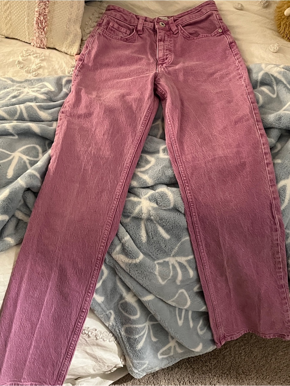 Zara Straight-Leg Jeans in Dusty Pink